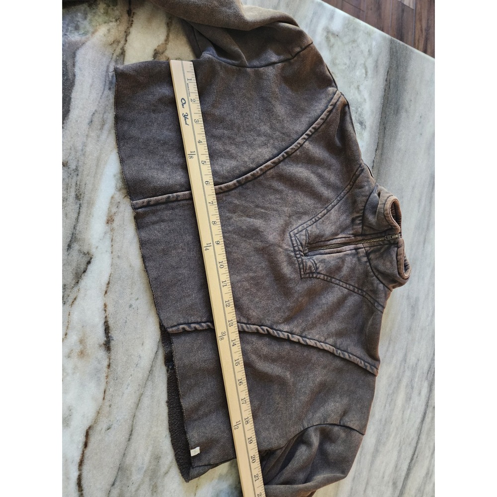 Out From Under Urban Outfitters Brown Mineral Wash Cropped Quarter Zip Pullover - Picture 5 of 8